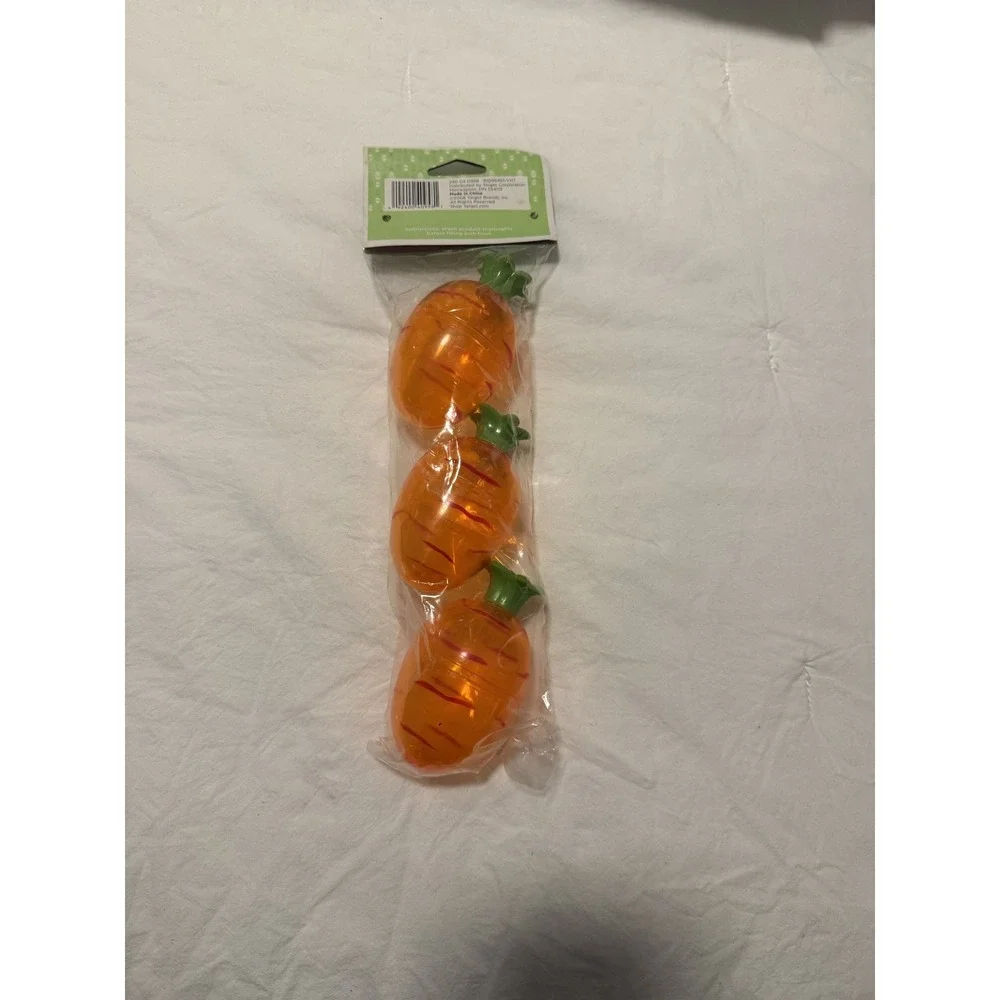 Carrot Easter Eggs Plastic Set of 3 Reusable Holiday Party Favors